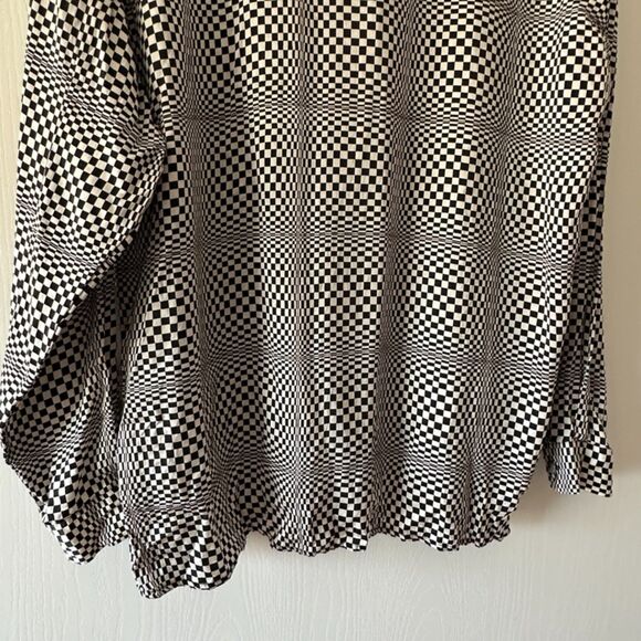 Creme De Silk Vintage‎ Mens Checkered Illusion Half Zip 100% Silk Shirt Large - Picture 10 of 10